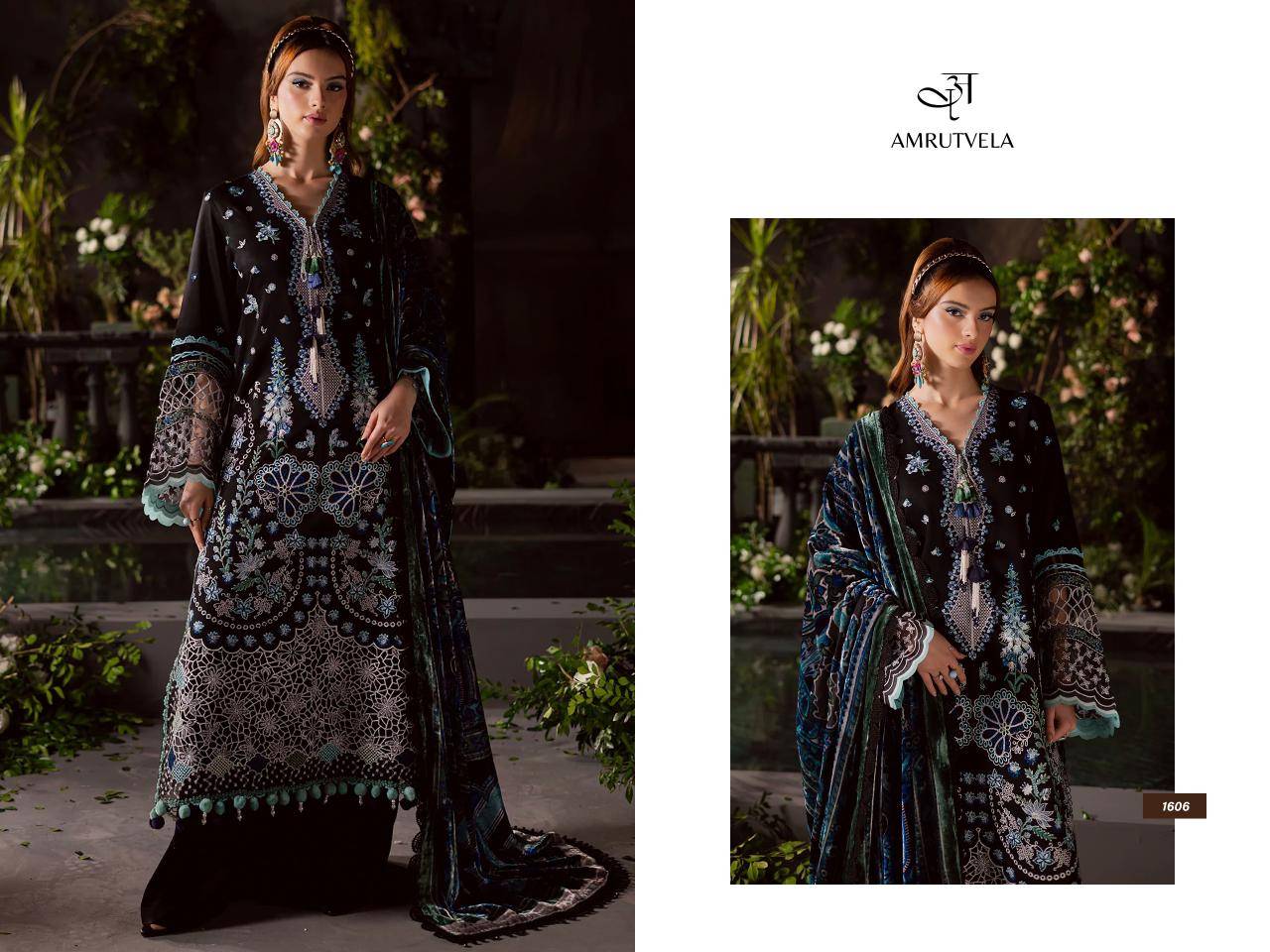 MAHNOOR Luxury Rayon Collection by Amrutvela textile 1601 TO 1606 SERIES Pakistani Stylish Embroidered Pure Rayon Dresses At Wholesale Price